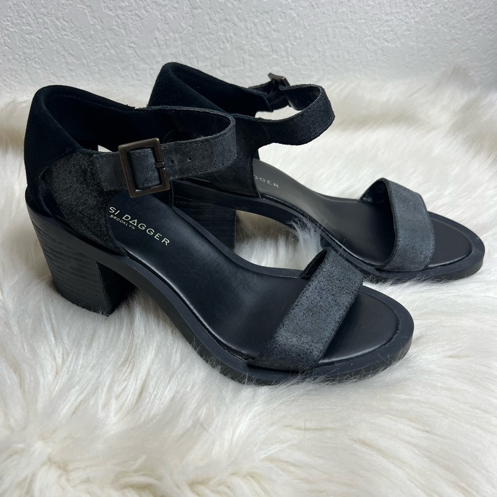 Black Suede Block Heel Sandals